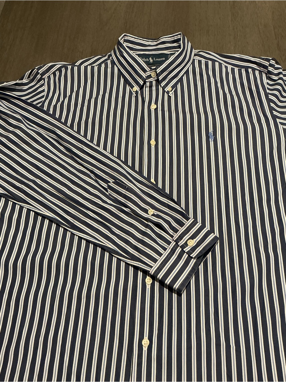 Polo Ralph Lauren Classic Fit Blue White Striped Button Down Shirt Size XL